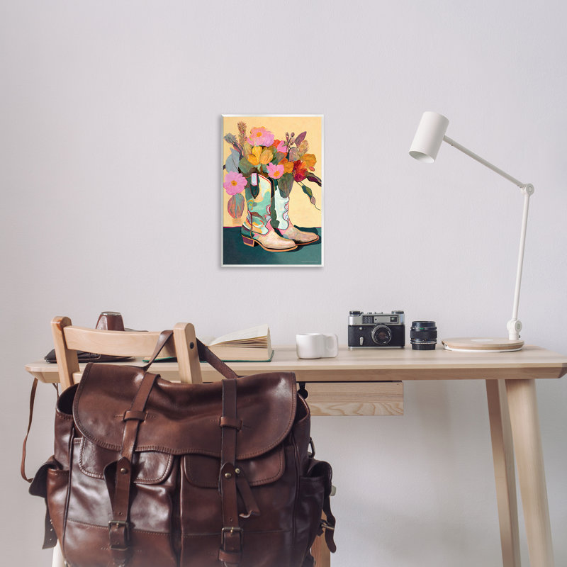 «Bright Cowgirl Florals», art mural sur bois par Reinders, H 19 po x l 13 po