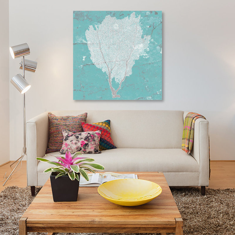 « graphic sea fan i », impression sur toile, H 12 po x l 12 po x P 1,5 po, Toile tendue, Pas de tapis
