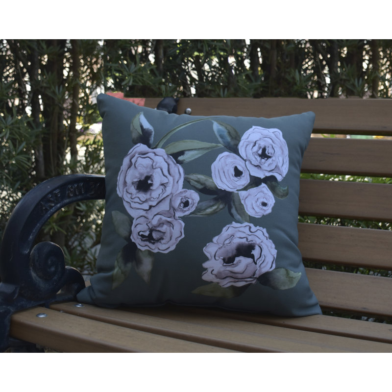 Housse et insert de coussin carré d'extérieur Fickle Florals, 16 po x 1 po, Vert
