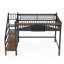 Grand lit mezzanine en métal avec escalier de rangement, tablettes de rangement et bibliothèque, lit mezzanine pour chambre à coucher, invité ou dortoir, noir-223736104