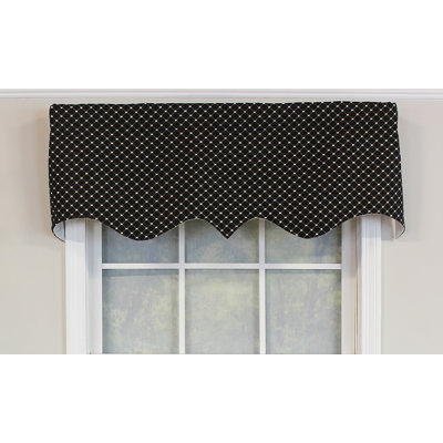 Cotton Blend Checkered Scalloped Window Valance