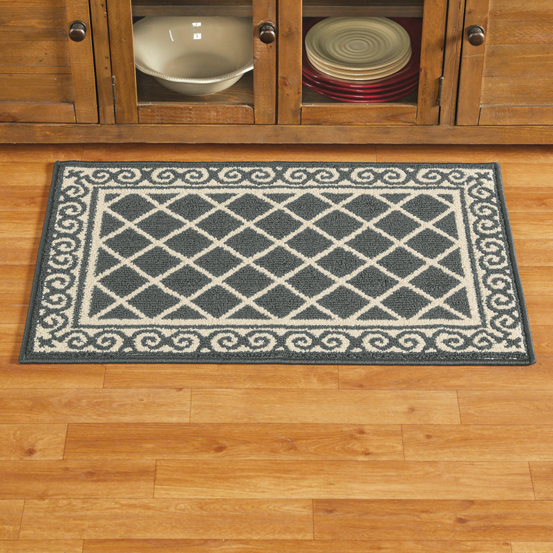 Tapis de cuisine antidérapant Rezarta, Rectangle 2 pi 11 po x 2 pi, Gris
