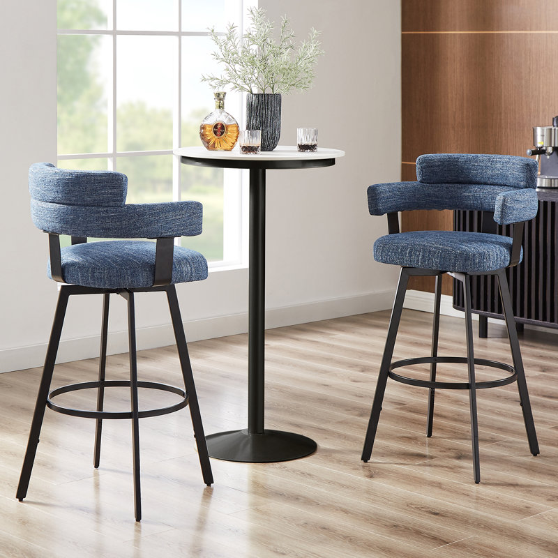 Tabouret de bar et de comptoir Kassy , Bleu, Metal, Tabouret de bar (siège d'une hauteur de 30 po)