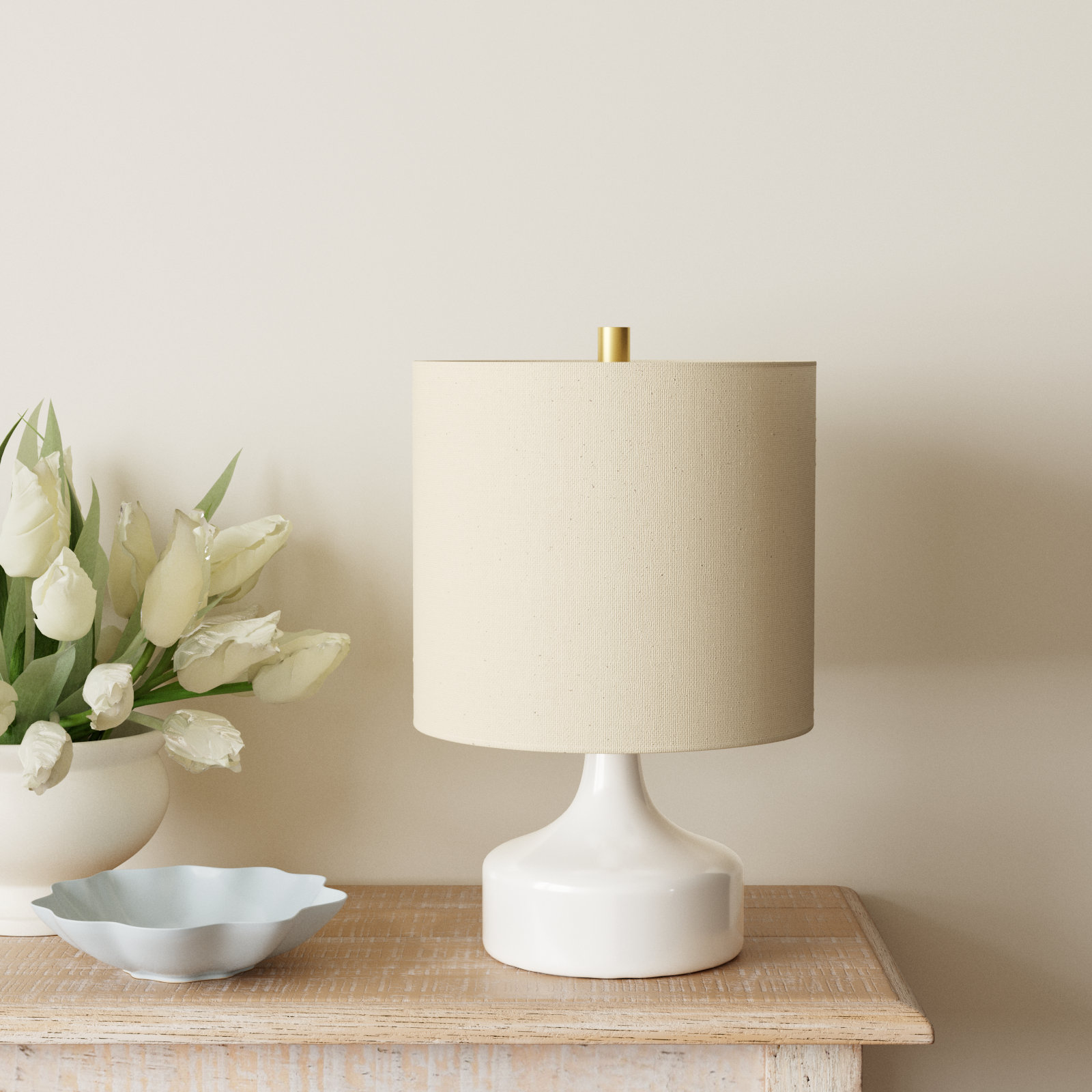 Medano Ceramic Table Lamp, White
