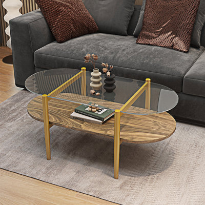 Table basse ovale avec tablette