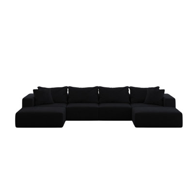 Tomeco Upholstered L-Shape Sectional Sofa with 7 pillows by Latitude Run