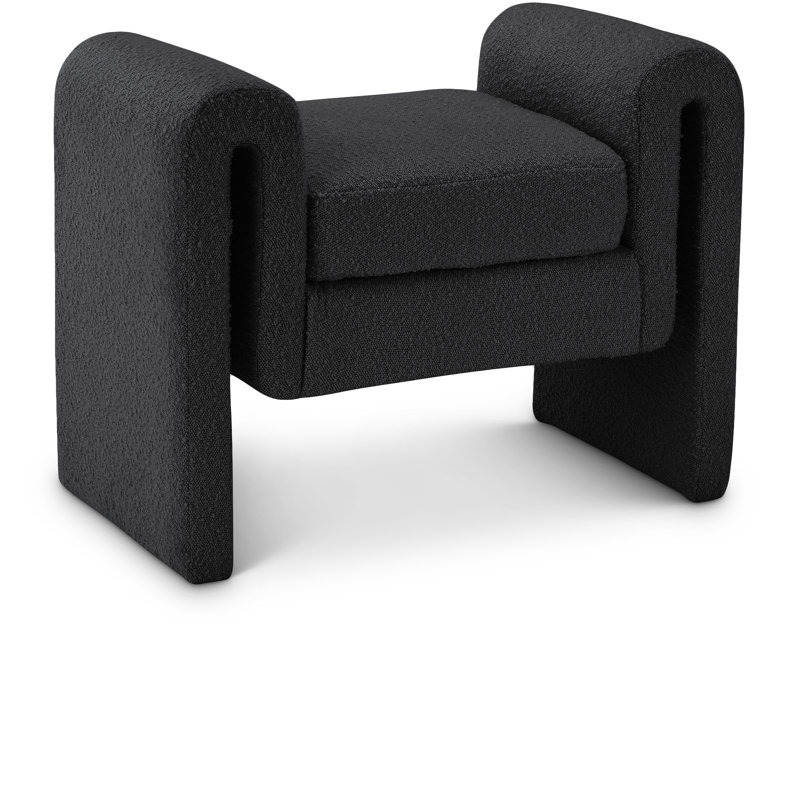 Hobel Boucle Upholstered Bench, Black Boucle Fabric
