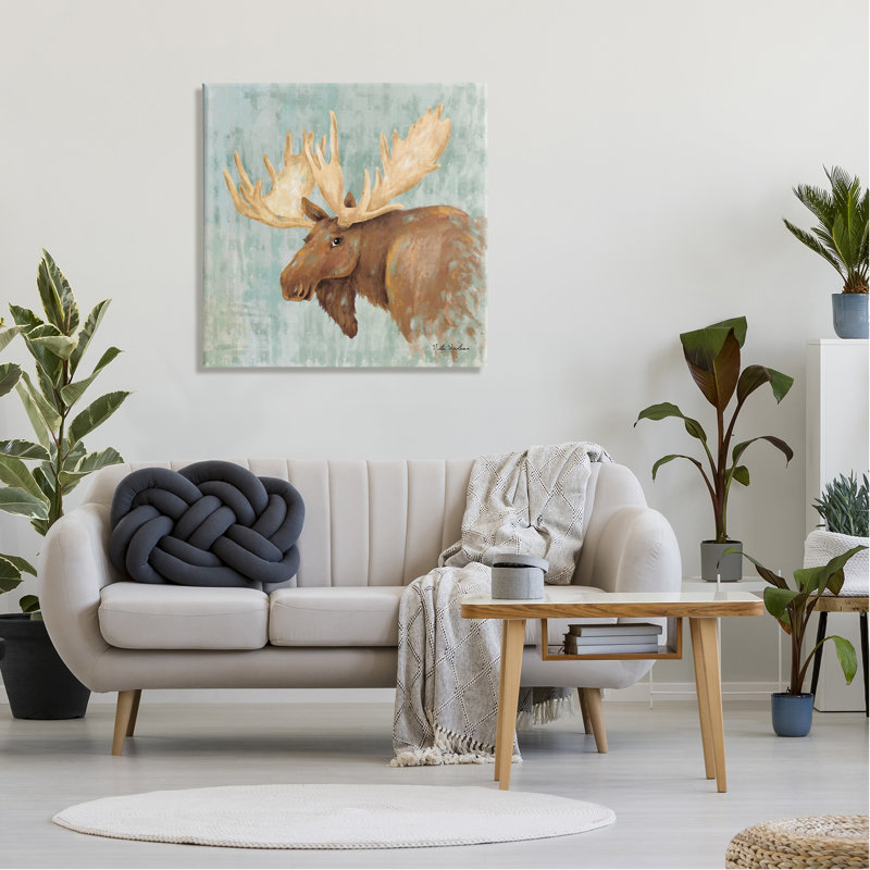 Portrait d'un heureux orignal sur toile par Nidhi Wadhwa, H 30 po x l 30 po x P 1,5 po