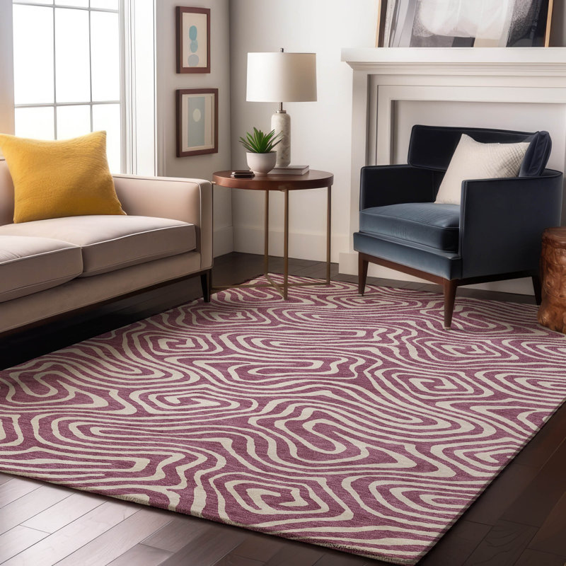 Premium Machine Washable Guada AMF1020 Swirls Rug, Rectangle 9' x 12'