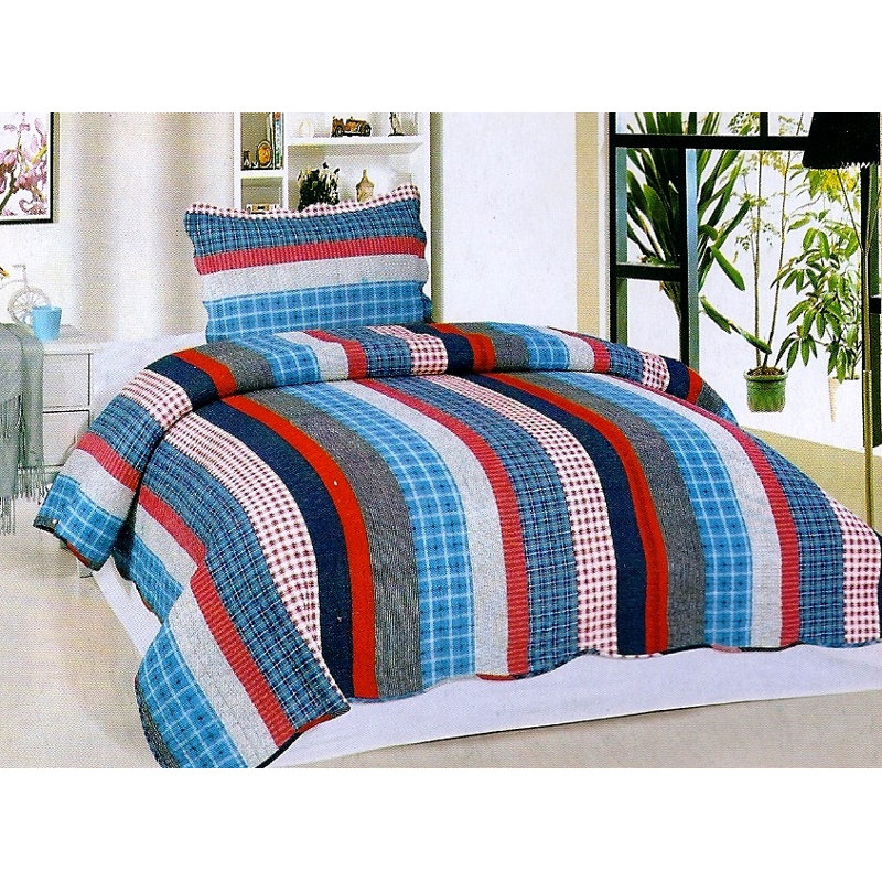  Ensemble de courtepointe réversible 2 pièces Stripe