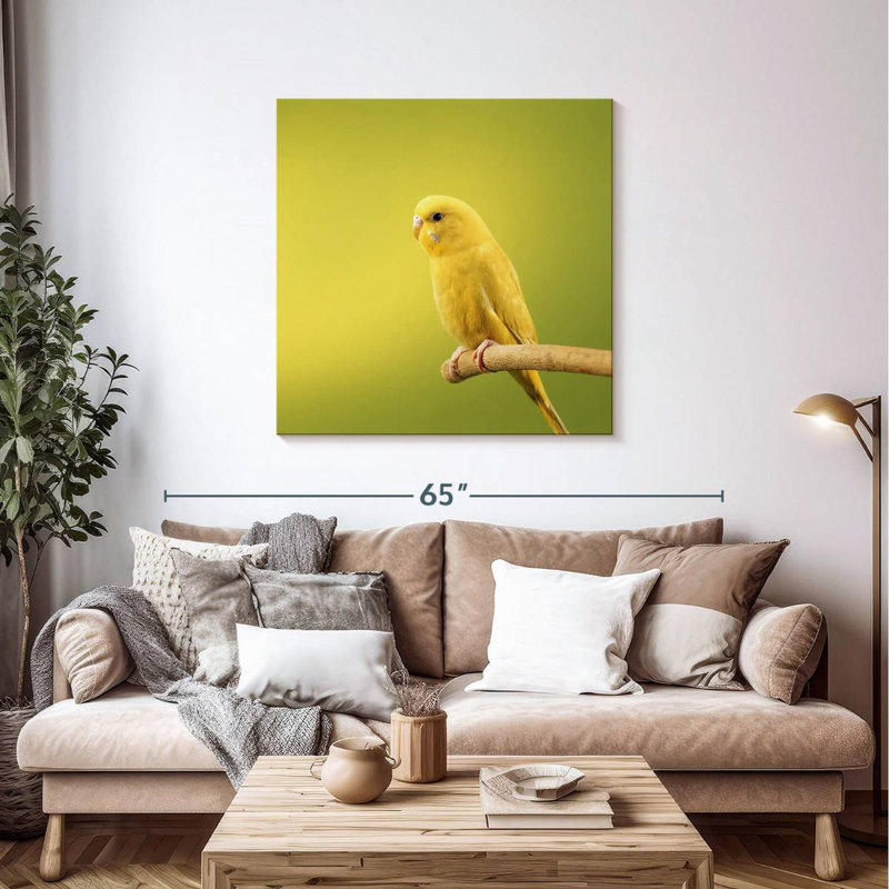 Brampt Perched Yellow Parakeet, 39" H x 39" W