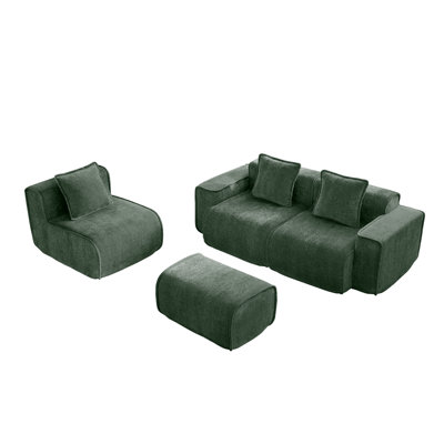 Comfortable Velvet Sectionals, Modern L Shape With Movable Ottoman For Home