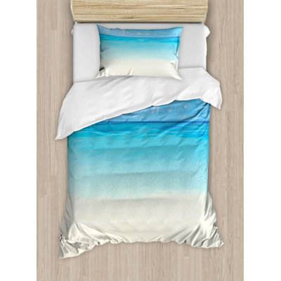 Engram Cream/Navy Microfibre 350 TC Duvet Cover Set