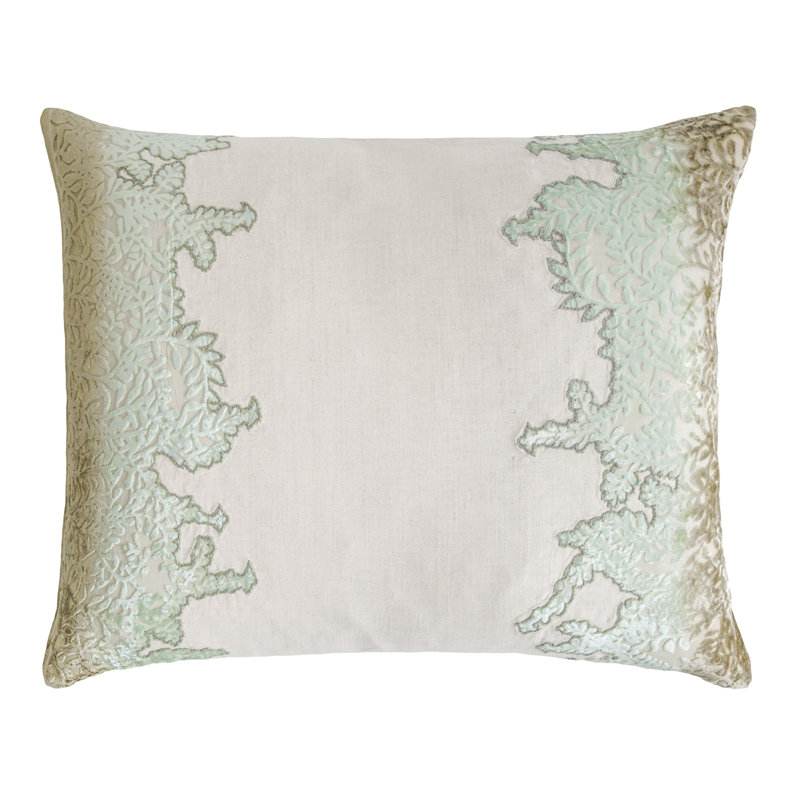 Ferns Floral Linen Throw Pillow, Sage/White, Rectangle 16"H x 20" W