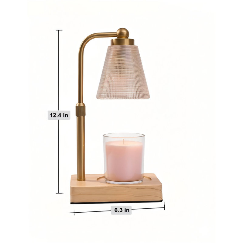 Candle Warmer Lamp - Electric Candle Warmer With Timer, Adjustable Height & Brightness, 2 Replacement Bulbs, 1-Year Warranty - Perfect For Jar Candles, Kitchen, Living Room, Bedroom (Gold)