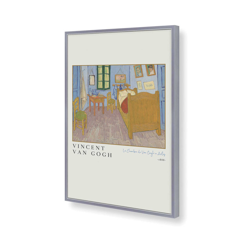 Van Gogh's La Chambre v3, reproduction dans un cadre, H 21,25 po x l 17,25 po x P 1,25 po, Chrome poli
