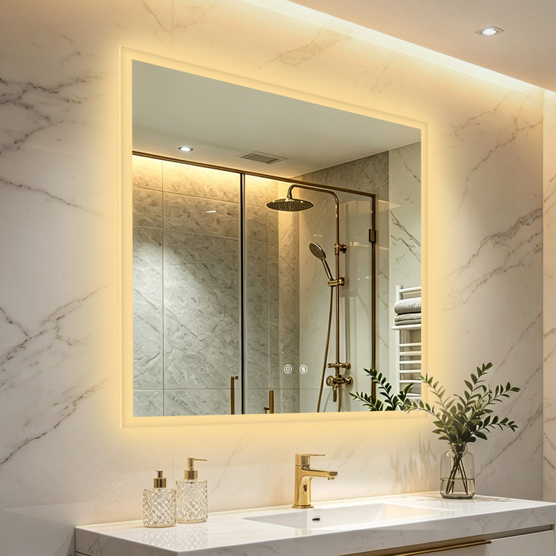 Backlit Led Wall Mirror, 90 cm H x 90 cm W