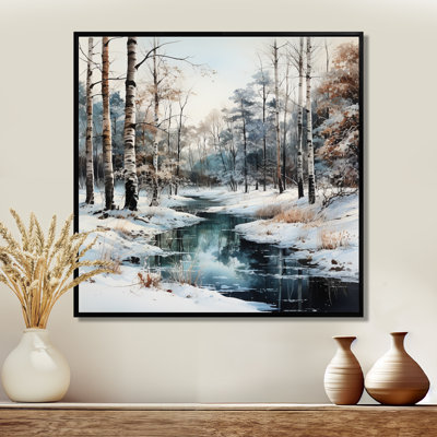 Rivière en forêt, paysage d'hiver - impressions sur toile de forêt