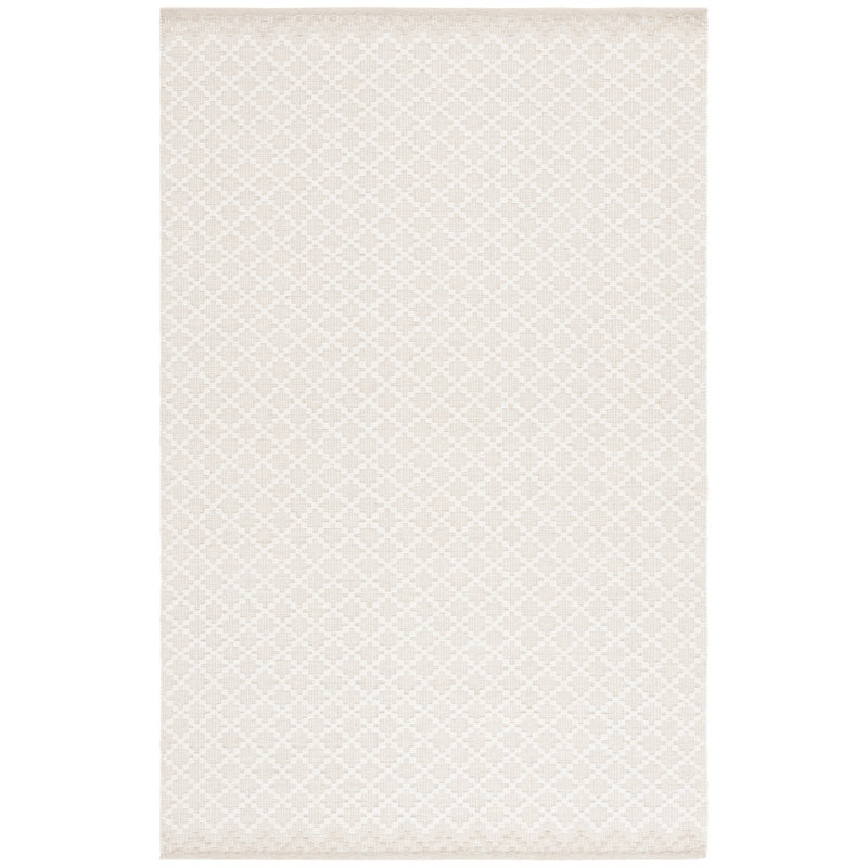 Northport Hand Woven Wool/Cotton Geometric Rug in Ivory/Beige, Rectangle 5' x 8'