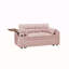 Canapé-lit en chenille rose avec accoudoirs avec rangement, port USB et table d'appoint pour une vie moderne