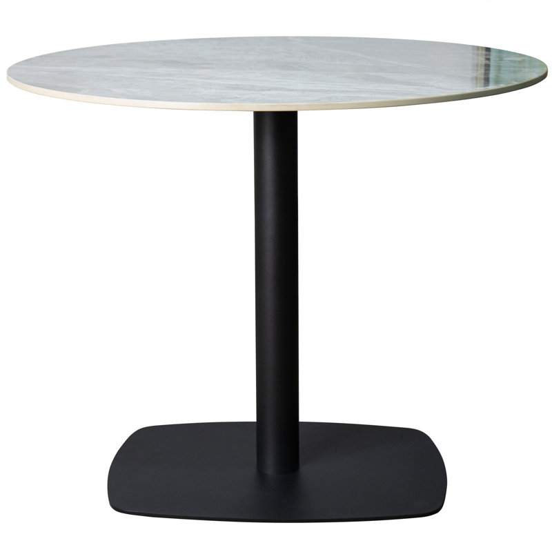 Round Dining Table With Sintered Stone Top And Square Stainless Steel Pedestal Base – Seats 2–3 People, Kitchen & Dining Room Table For Cafes