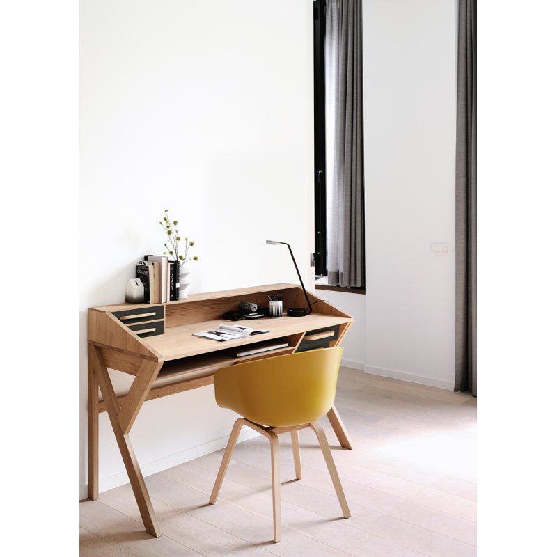 Origami Solid Wood Secretary Desk, Black