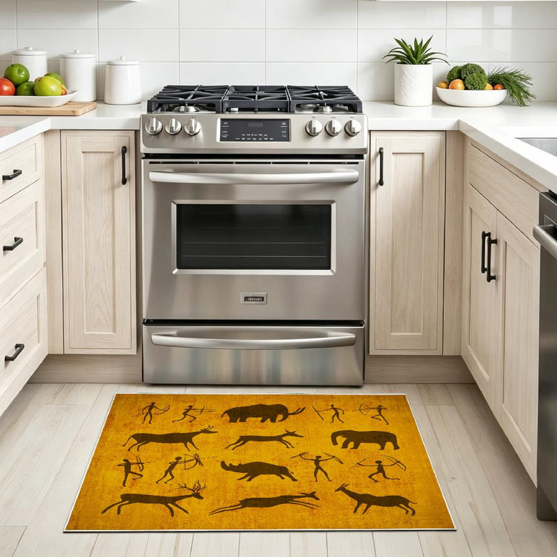 Tapis d'intérieur tribal africain ancien, noir et brun, lavable à la machine, Rectangle 32 po x 47 po