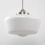 Luminaire suspendu en forme de cloche en verre blanc à 1 lumière avec base argentée