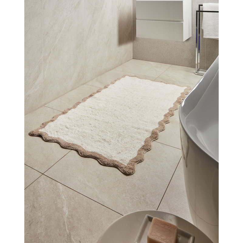 Cotton Non-Slip Bath Mat, Beige/Brown, 150cm L x 80cm W