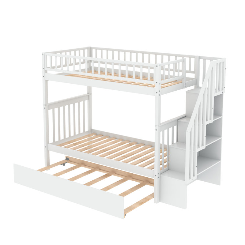 Lit superposé standard avec gigogne Gurchetan par Harriet Bee, Blanc, Simple sur double