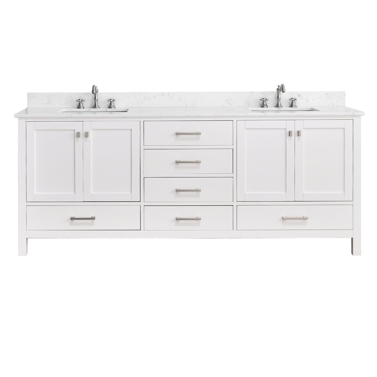 Everly Quinn 84-inch Bathroom Vanity With Engineered Stone Top | Wayfair