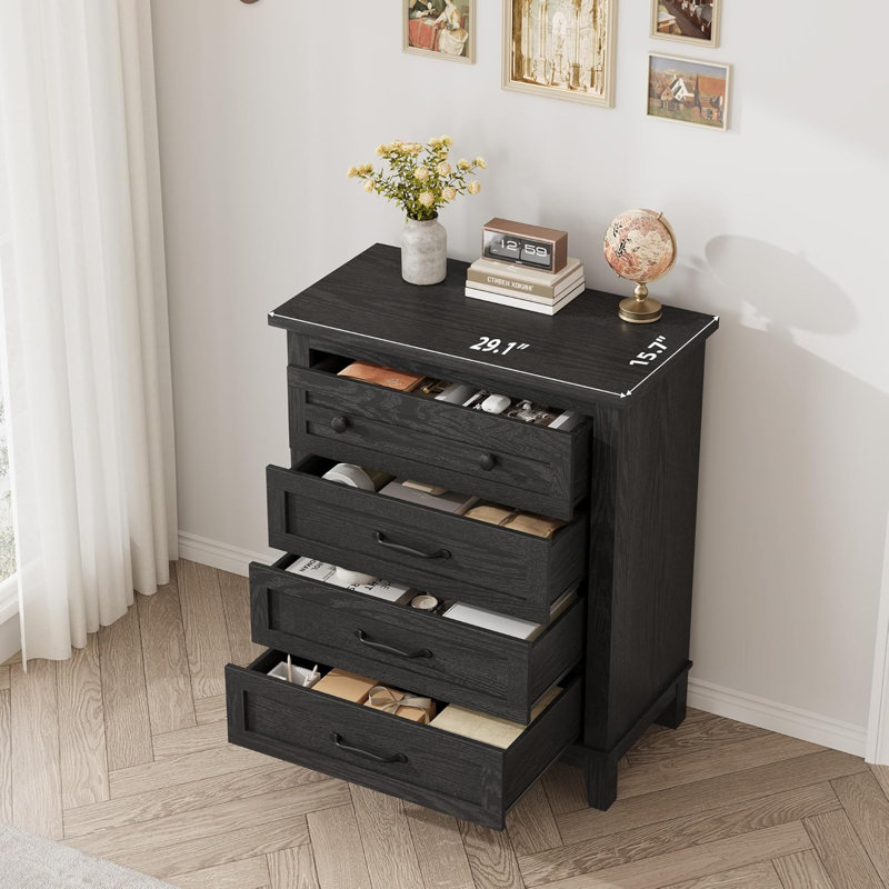 73.9 cm W Chest of 4 Drawers, Black