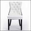 Chaise de salle à manger haut de gamme en bois massif touffeté et revêtu de velours de polyuréthane avec pieds en bois, ensemble blanc et noir-1682224814