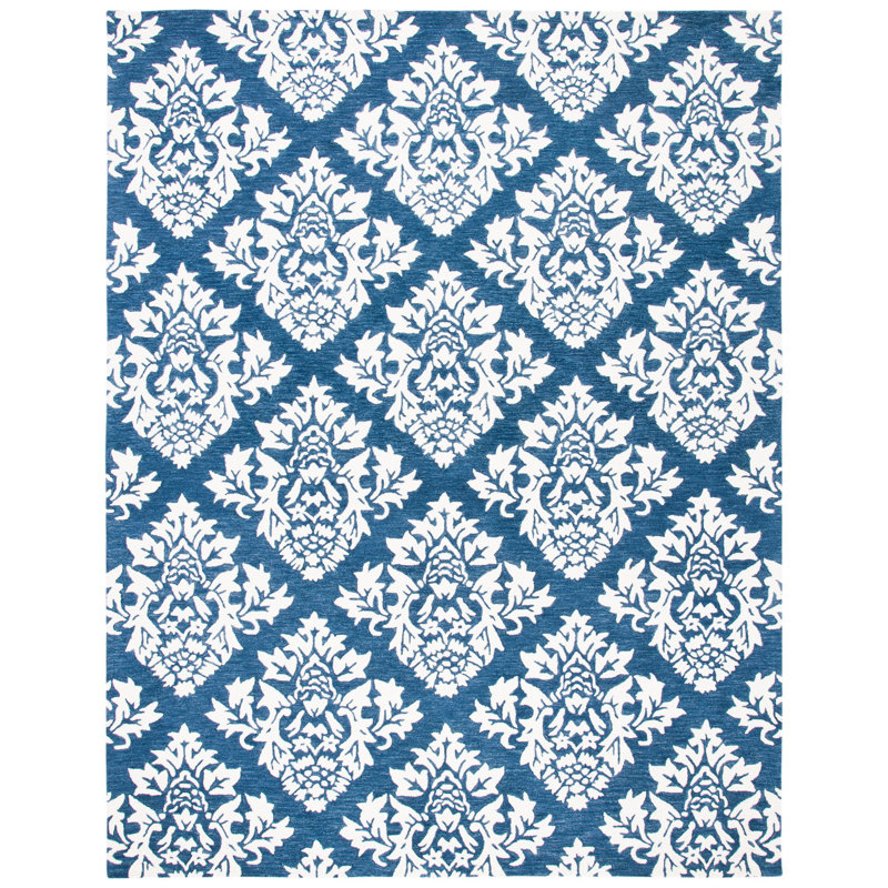 Handmade Blue Wool Tufted 9' x 12' Area Rug