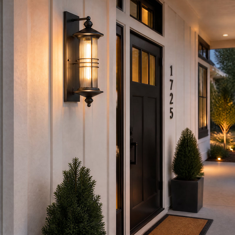 23" Large Outdoor Wall Lantern with Clear Glass,  Classical Exterior Wall Lantern, Industrial Exterior Wall Sconce for Porch, Garage, and Entryway