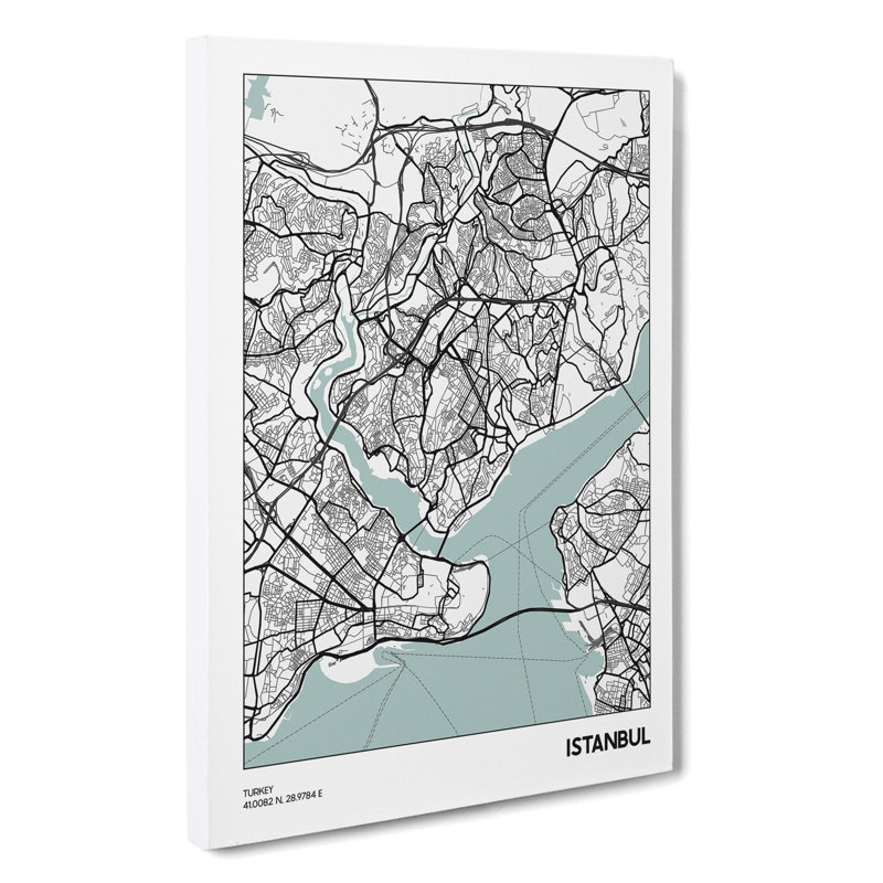 Map Istanbul Turkey - Wrapped Canvas, 50cm H x 35cm W x 3cm D