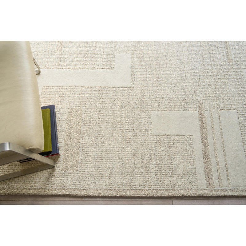 Nicada Hand Tufted New Zealand Wool Beige/Ivory Area Rug, 14'X18'