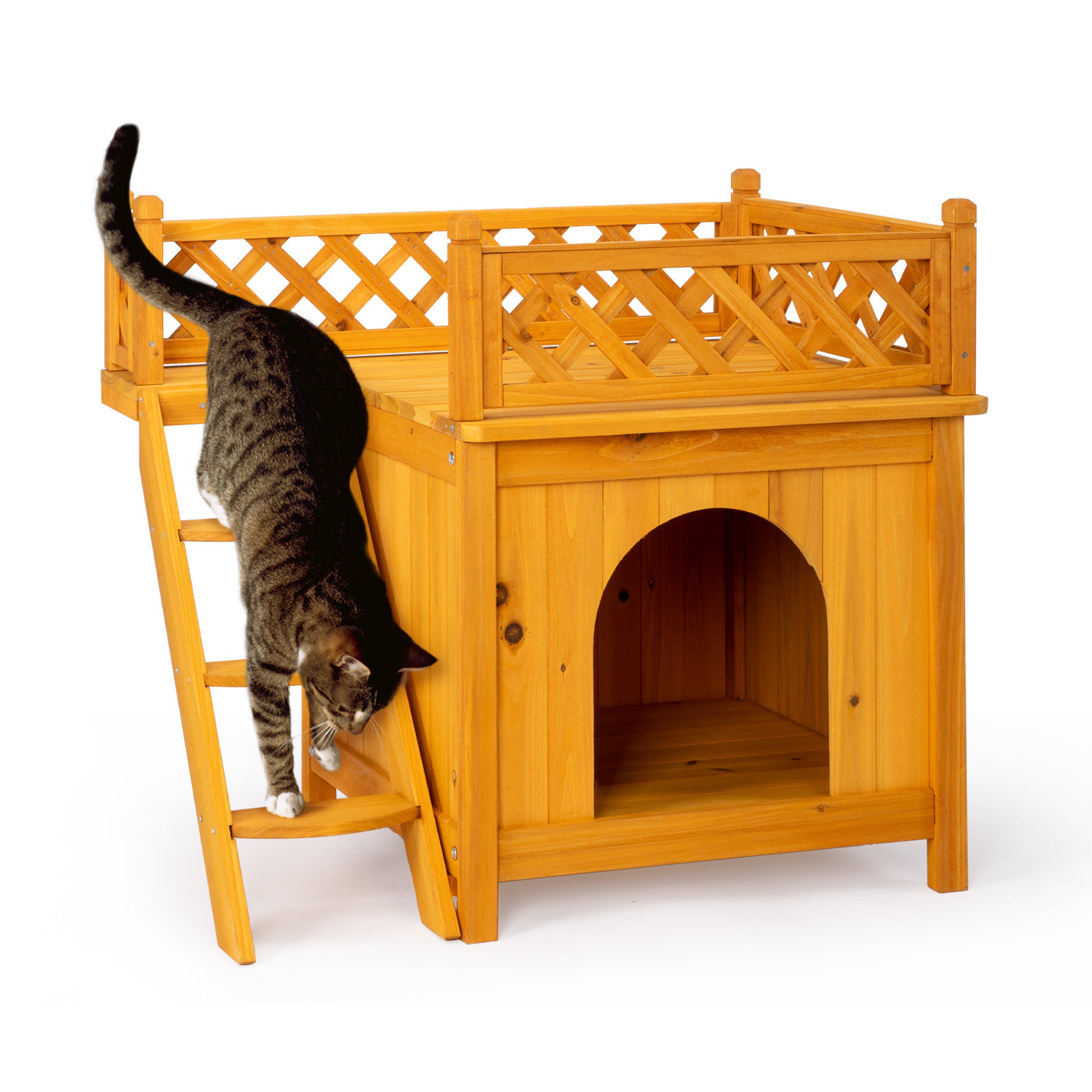 Tucker Murphy Pet™ 2Story Wooden Feral Cat House Dog House For Outdoor