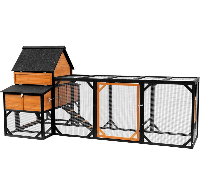 Très grand poulailler 120 po avec doublure en PVC et enclos pour 6 à 10 poules, H 59,1 po x l 122 po x P 56 po