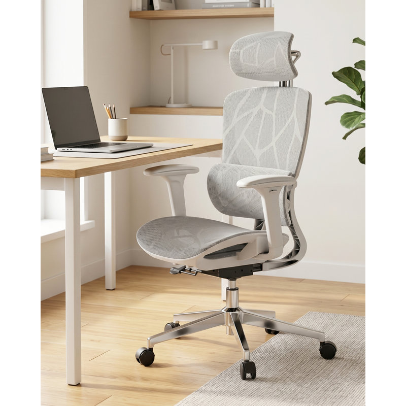 Home Office Desk Chair With Breathable Air Mesh, Ergonomic Adjustable Height Swivel Office Chair With Armrest, 360° Swivel, Tilt Function, Lumbar Support, Silent Casters
