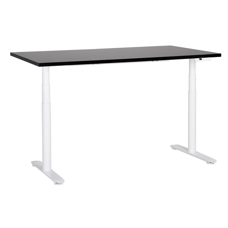 Garrey Adjustable Metal Base Standing Desk, White, Black, 132cm H x 160cm W x 72cm D