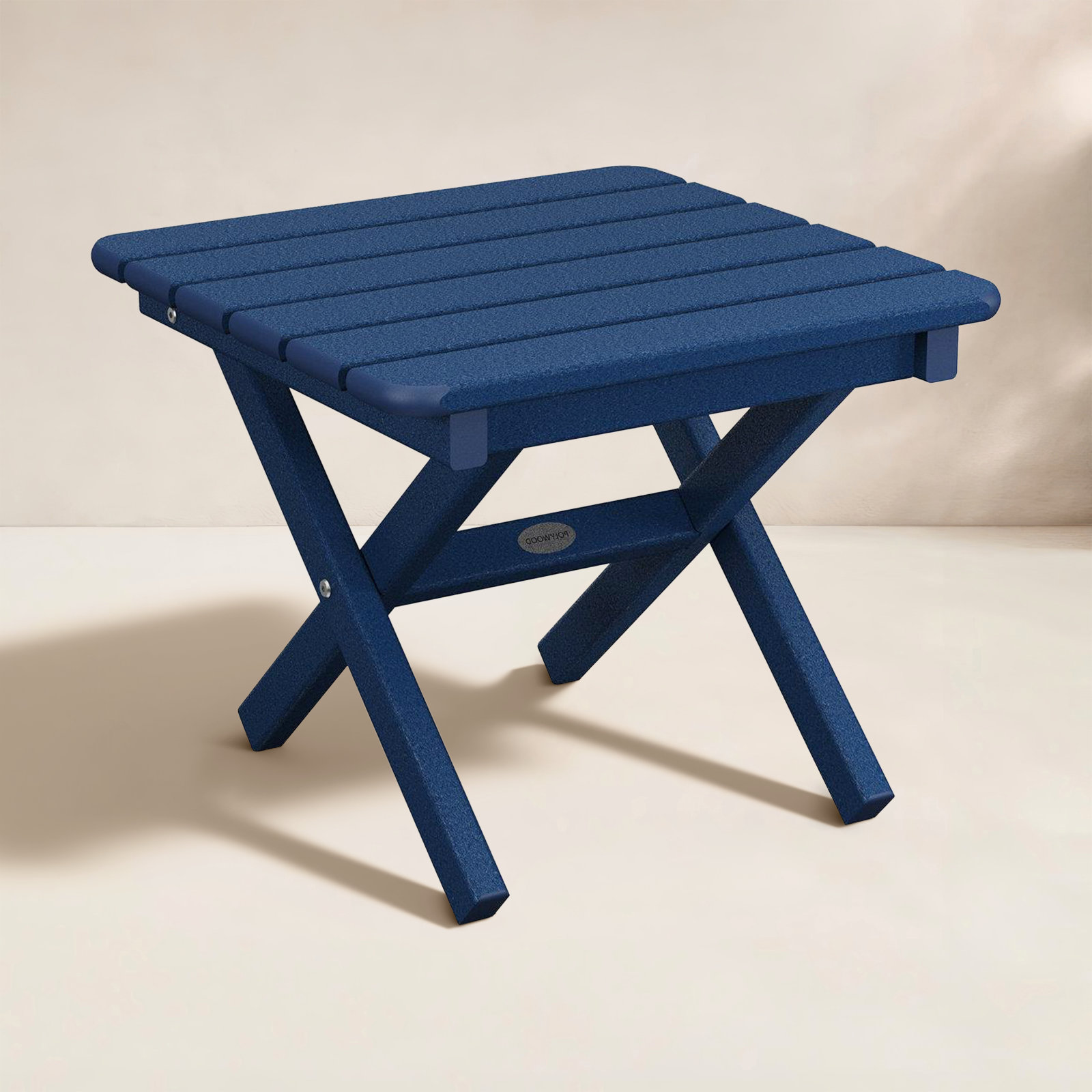 POLYWOOD Square 18" Folding Side Table, Navy