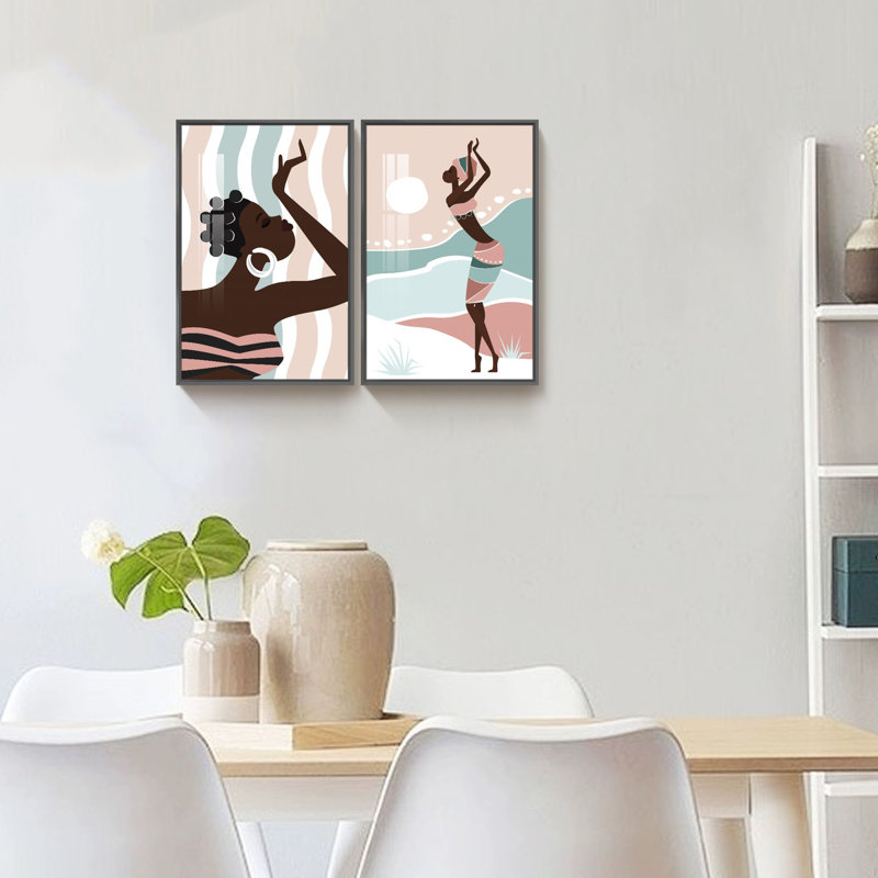 «Dancing Black Girl Modern», ensemble de 2 reproductions de photos sur toile, H 16 po x l 24 po x P 1 po, Noir