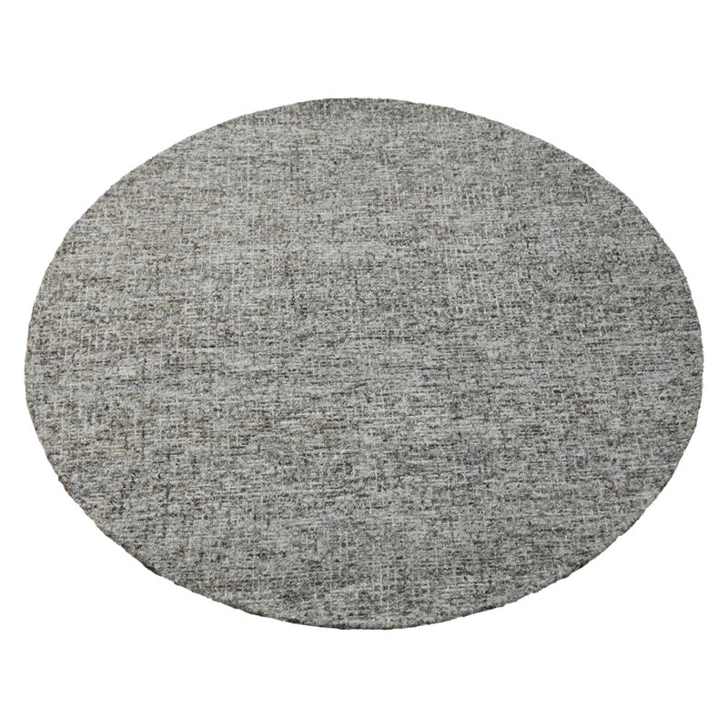 Tapis d'intérieur rond en laine beige et brun foncé, tissé à la main., Brun foncé / beige, Rond 8 pi