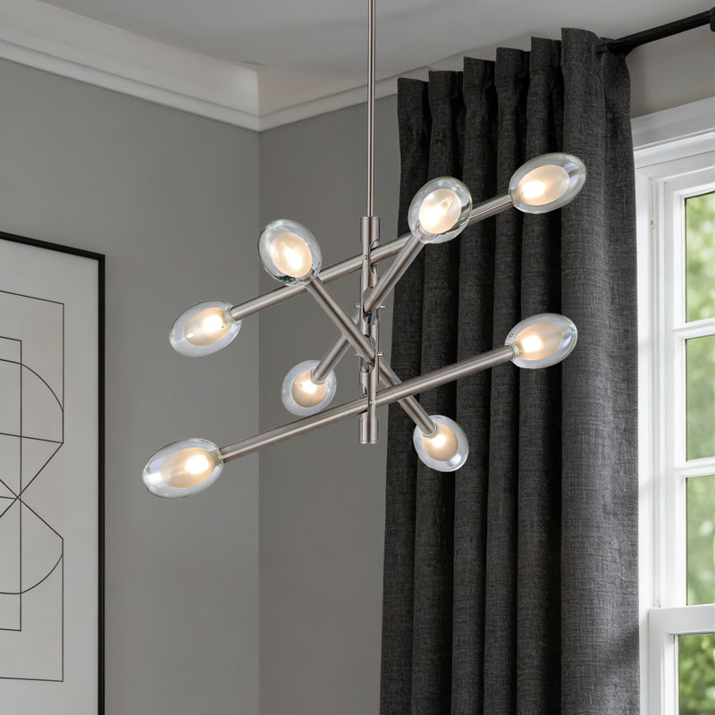 Luminaires suspendus 4 lumières Spoutnik, 8" H x 22" W, Nickel satiné