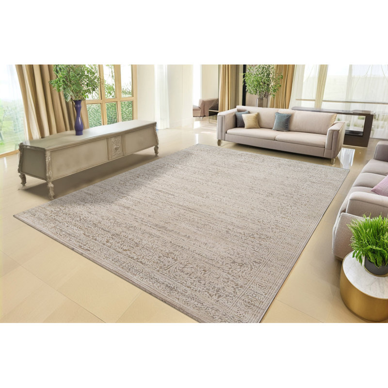 Hilburn 16656-980 LT GREY/BEIGE, Rectangle 2'7" x 4'11"