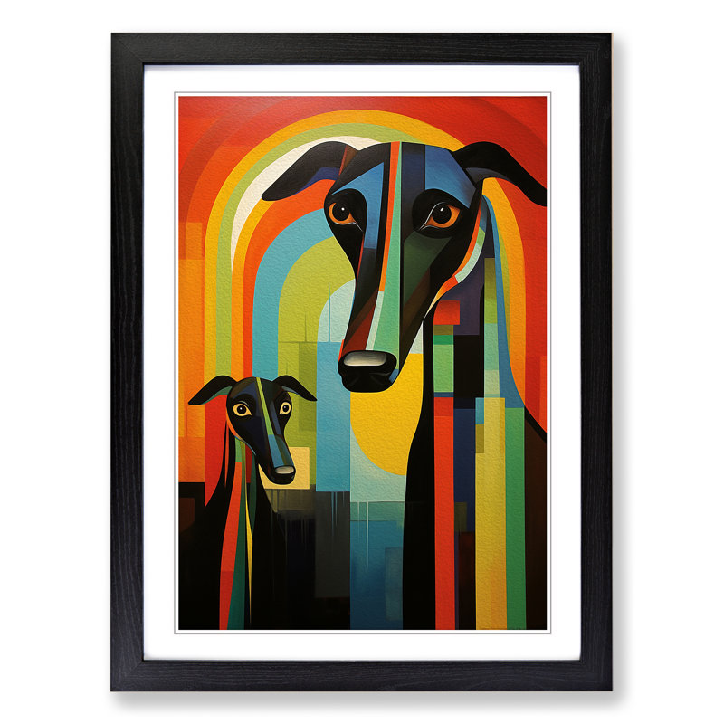 Greyhound Constructivism No.2 - Framed Print, Black Framed, 46cm H x 34cm W