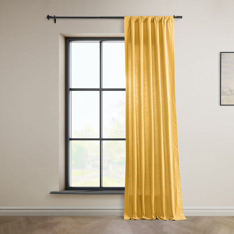 Richardson 100% Cotton Semi Sheer Curtain Pair, 50" W x 108" L, Ochre