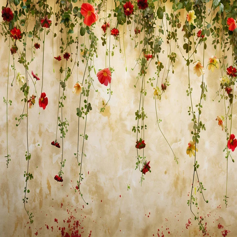 Jardin suspendu romantique - murale florale de vigne, L 108 po x l 160 po