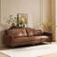 Modern Chesterfield Sofa 220cm Brown Leather - Vintage Style 3 Seater Compact Sofa for Apartments
